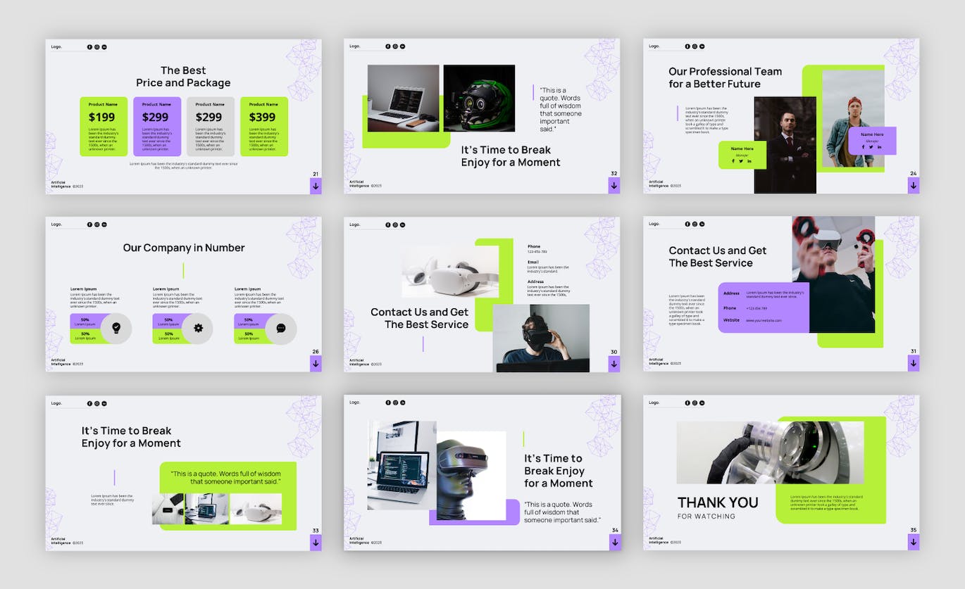 人工智能技术介绍PPT模板 (PPTX)