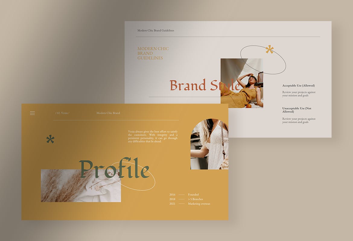 时尚高端清新优雅品牌指南powerpoint幻灯片演示模板（pptx）