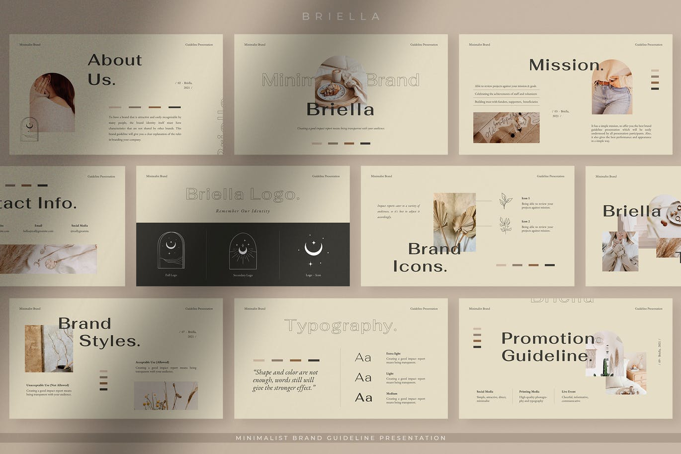 极简主义品牌指南PPT模板 (PPT,PPTX)