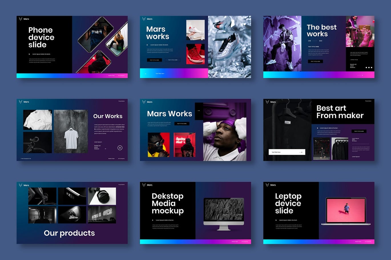 高端时尚绚丽渐变配色商务商业PPT模板（pptx）