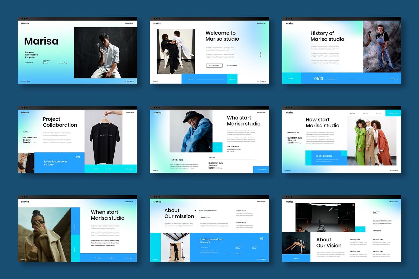 时尚高端清新薄荷配色商业商务PPT演示模板（pptx）