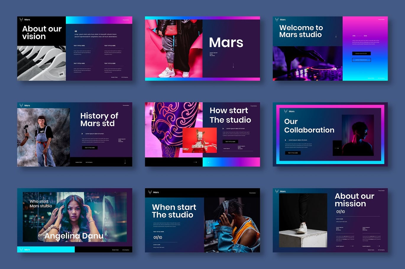 高端时尚绚丽渐变配色商务商业PPT模板（pptx）