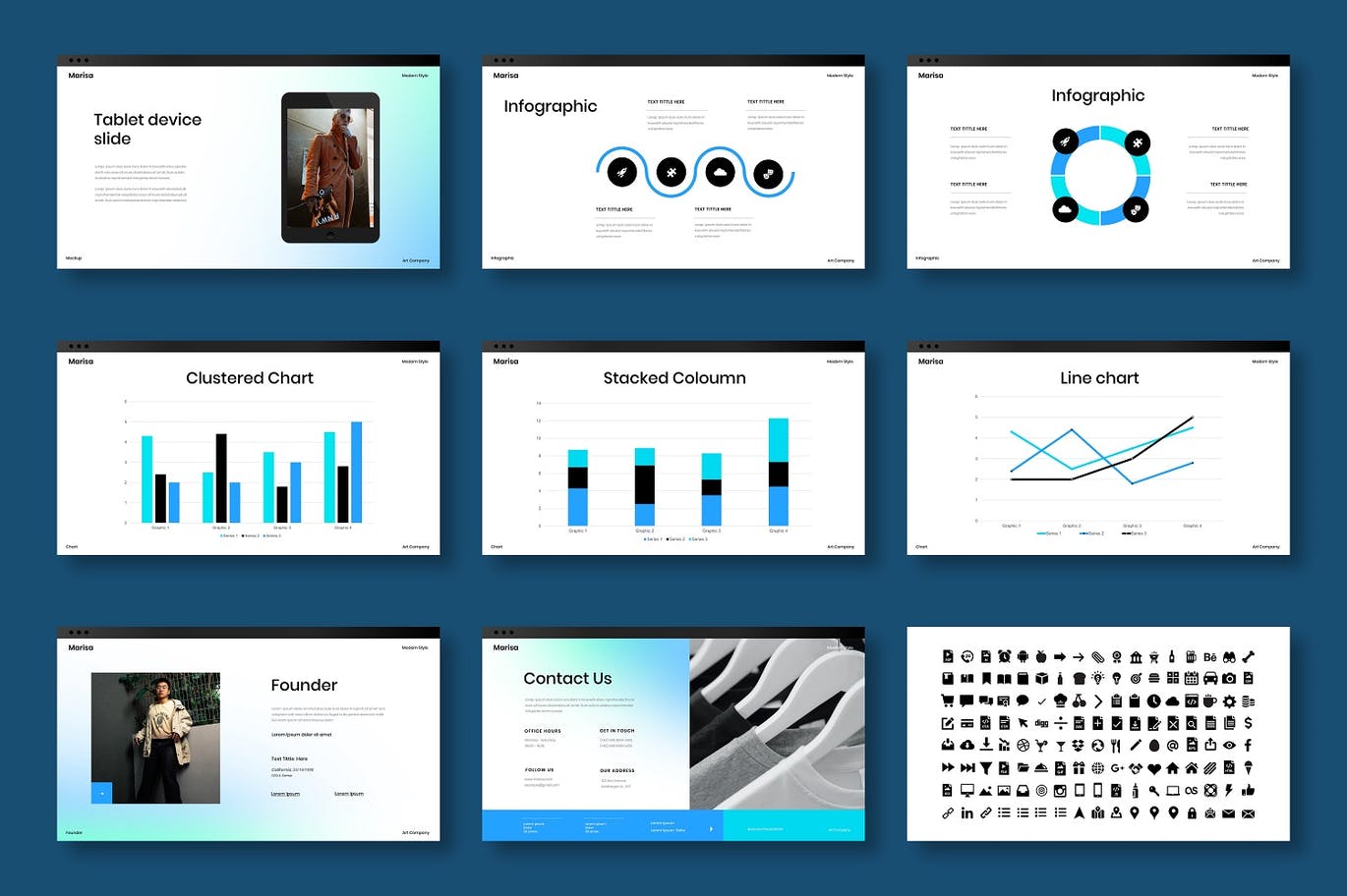 时尚高端清新薄荷配色商业商务PPT演示模板（pptx）