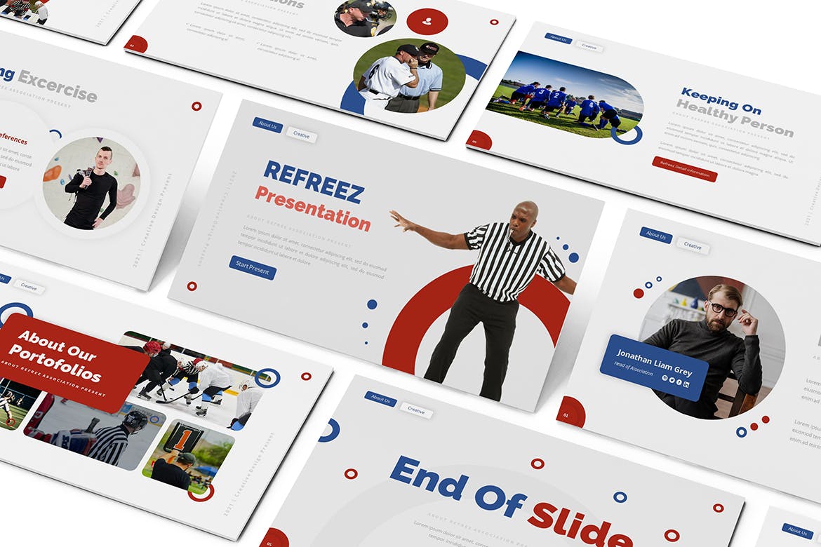 时尚高端简约清新多用途运动PPT演示模板（pptx）