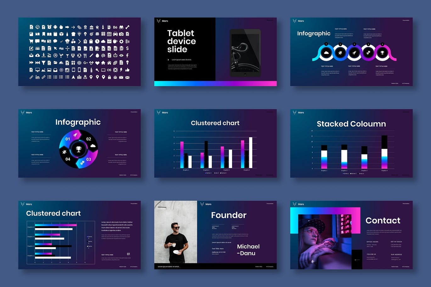 高端时尚绚丽渐变配色商务商业PPT模板（pptx）