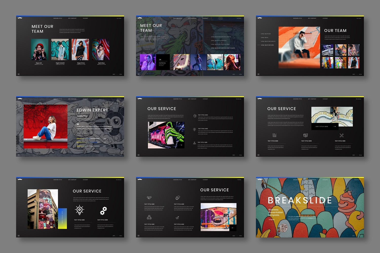 艺术商业PPT演示模板 (PPTX)