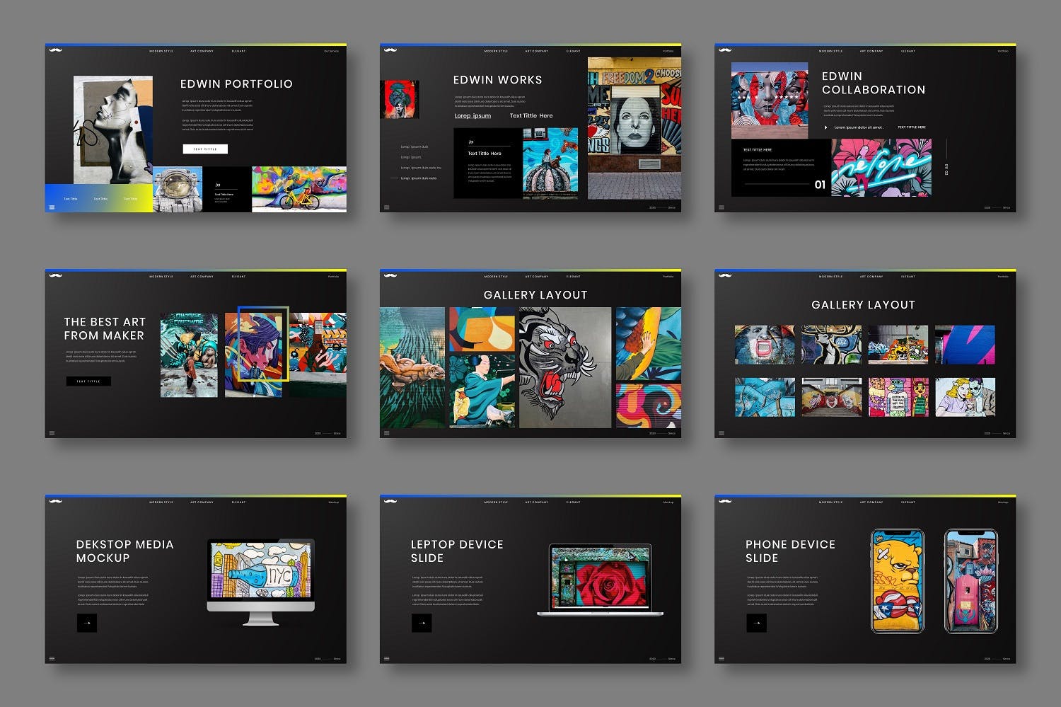 艺术商业PPT演示模板 (PPTX)