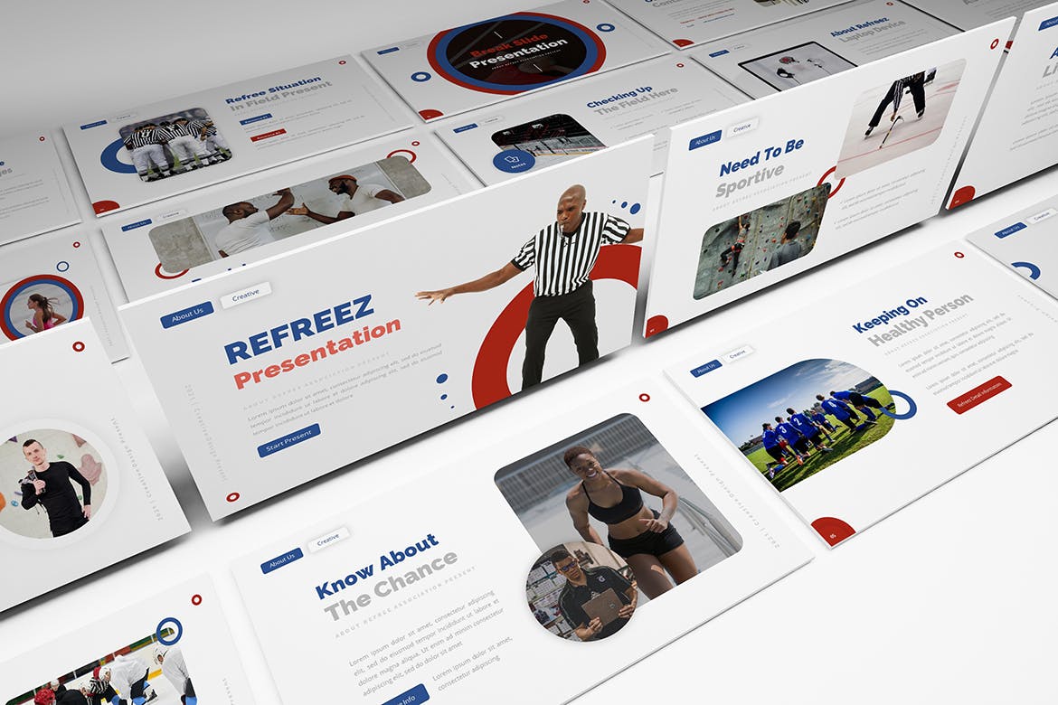 时尚高端简约清新多用途运动PPT演示模板（pptx）