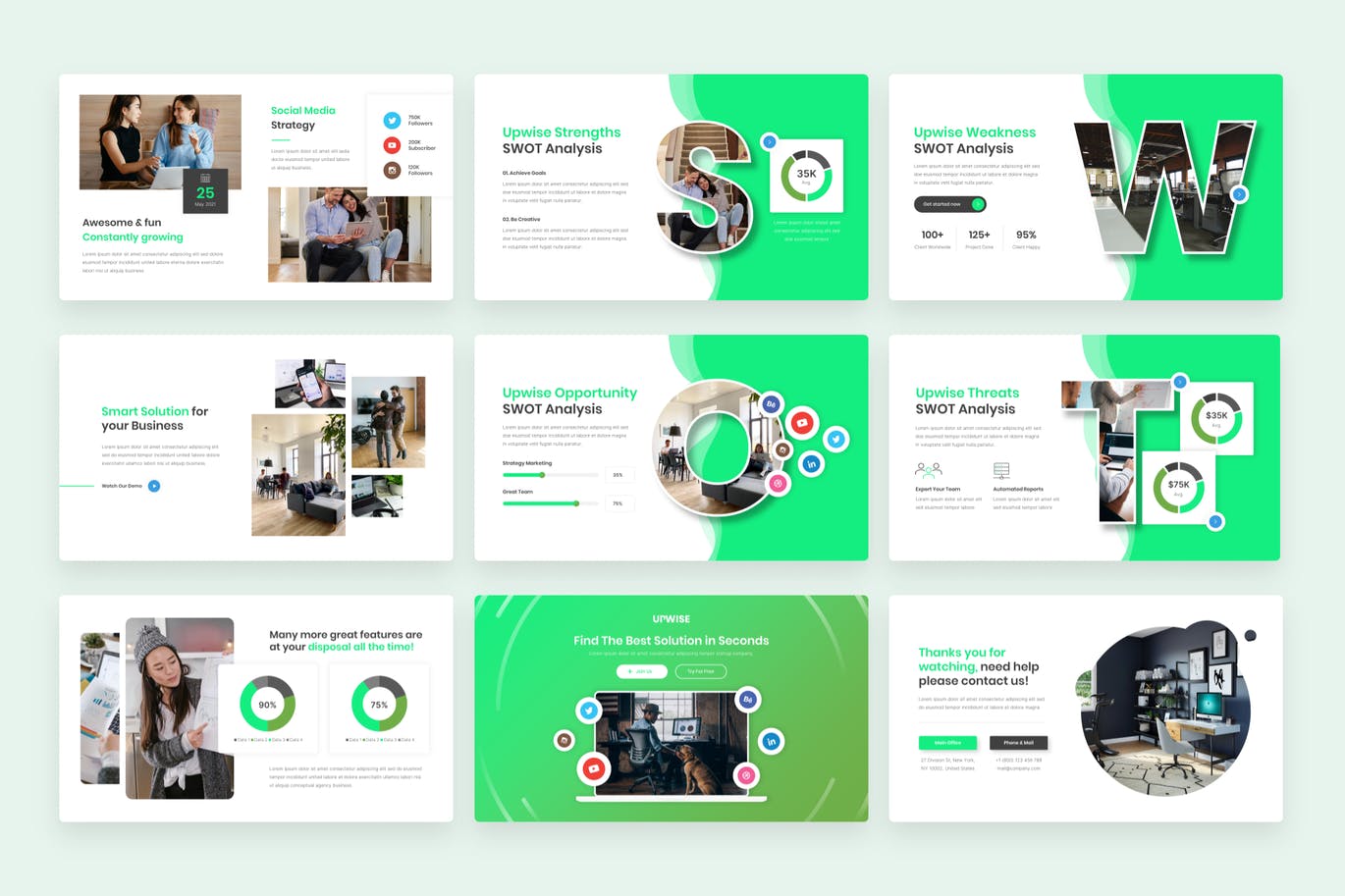 绿色清新多用途业务PPT模板（pptx）