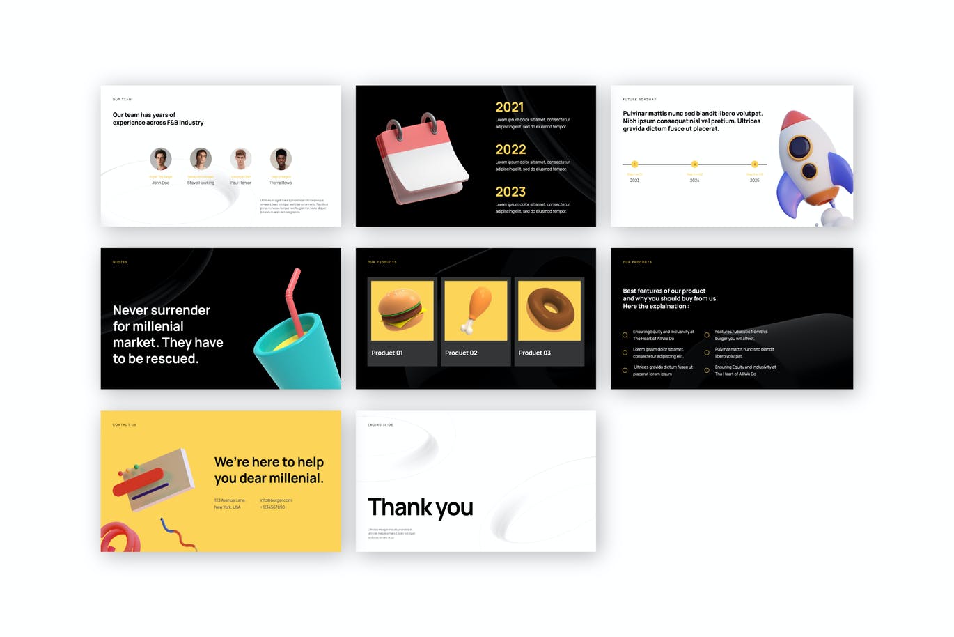 The Burger – 汉堡食品与饮料PPT模板(KEY,PPT,PPTX)