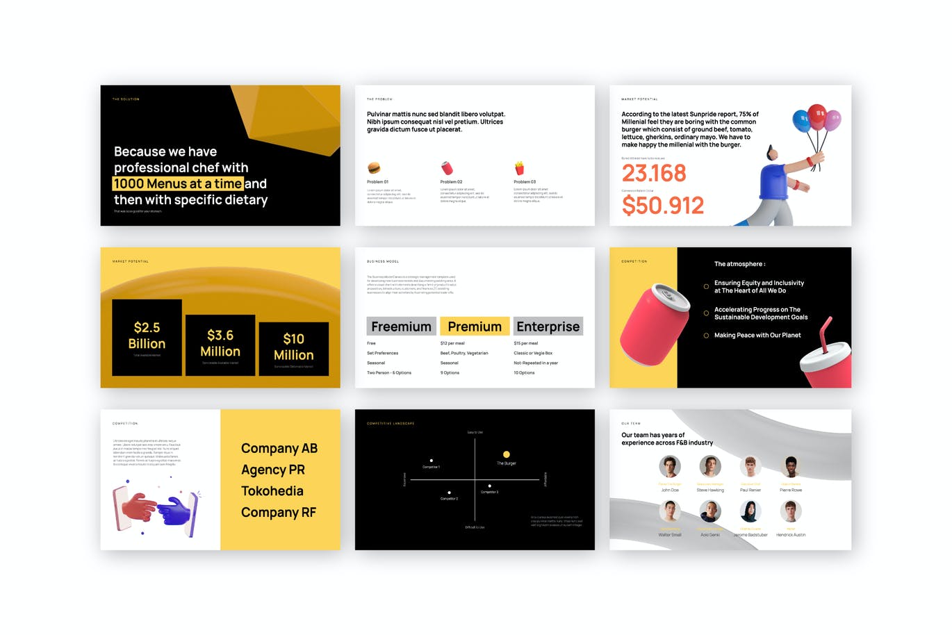 The Burger – 汉堡食品与饮料PPT模板(KEY,PPT,PPTX)