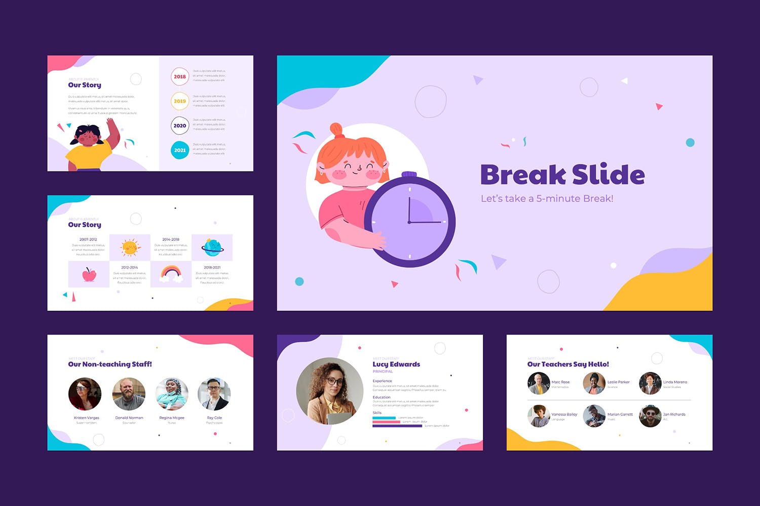 六一风格小学儿童PPT模板(PPTX)