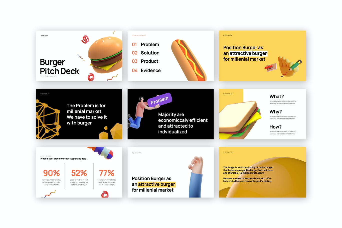 The Burger – 汉堡食品与饮料PPT模板(KEY,PPT,PPTX)