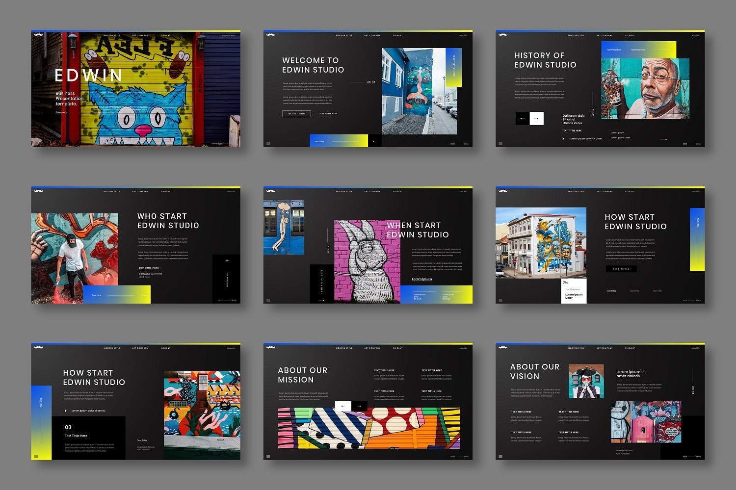 艺术商业PPT演示模板 (PPTX)