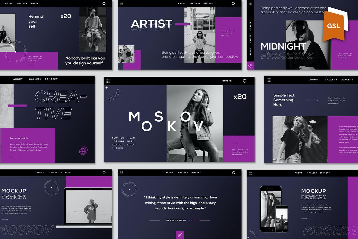 简约时尚高端多用途的PPT演示模板（pptx）