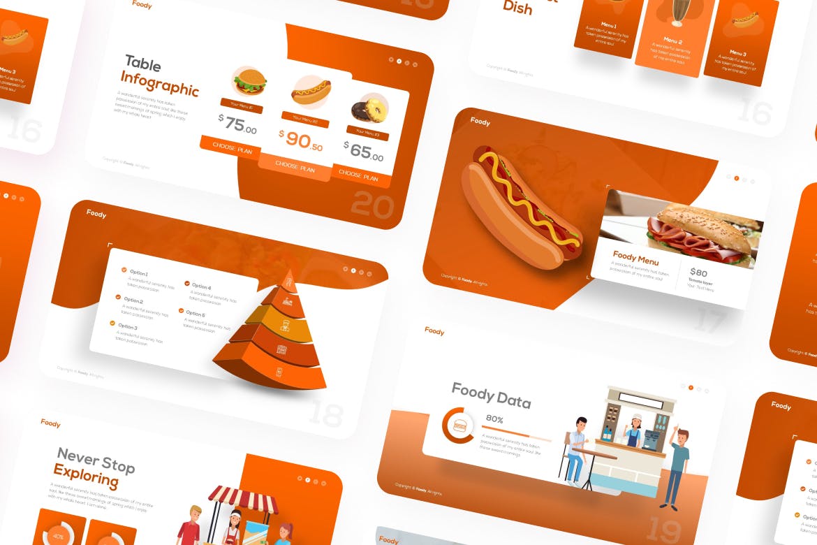 基于面包的食物时尚高端清新简约多用途PPT模板（pptx）