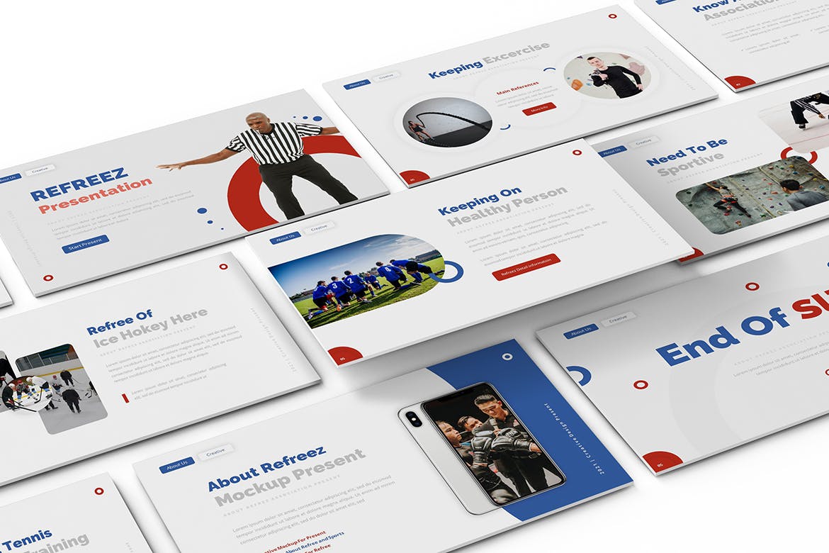 时尚高端简约清新多用途运动PPT演示模板（pptx）