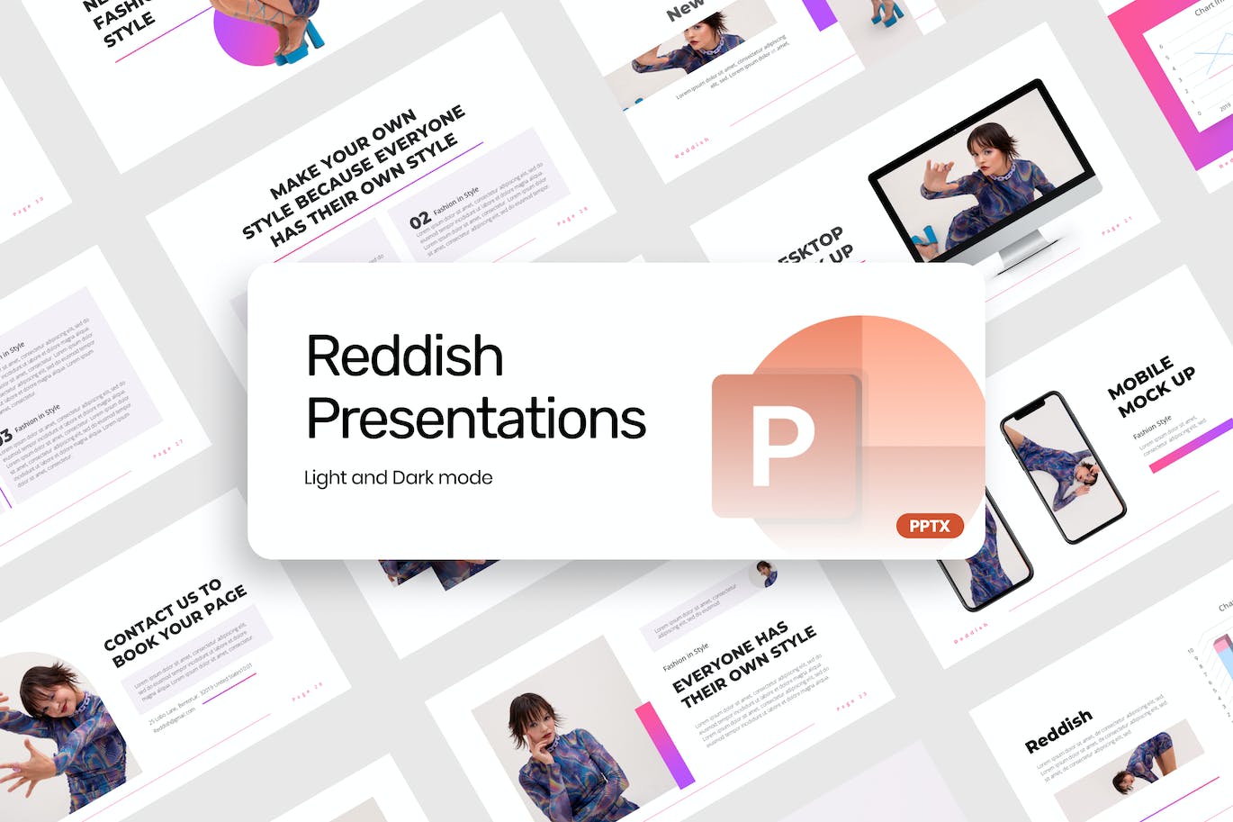 时尚宽屏产品&服务PPT模版 (PPTX)