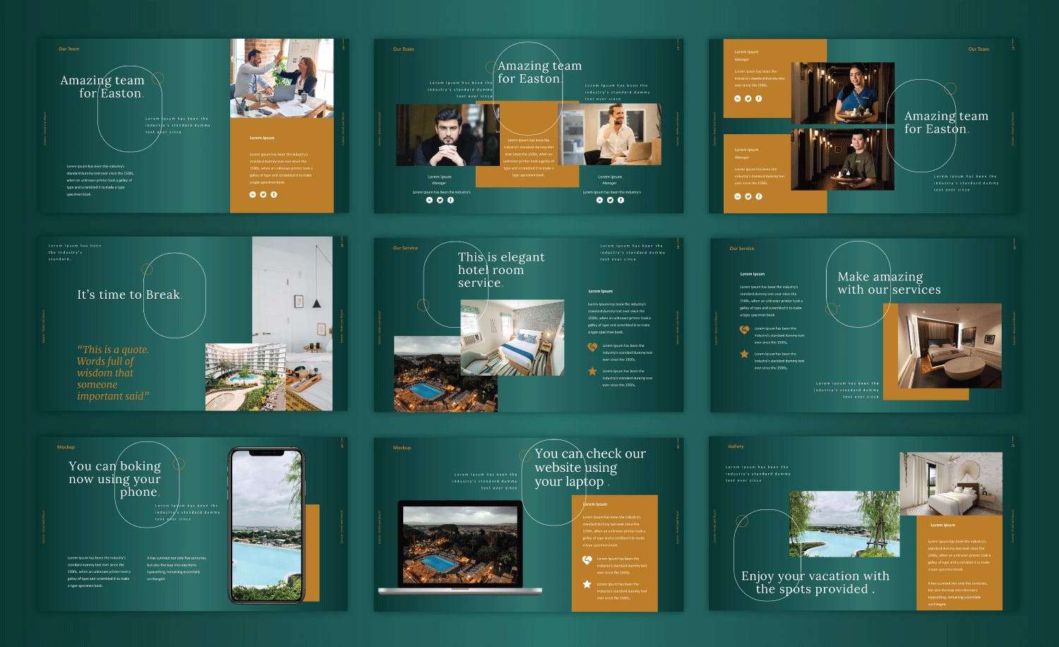 酒店和度假村演示ppt模板(PPTX)