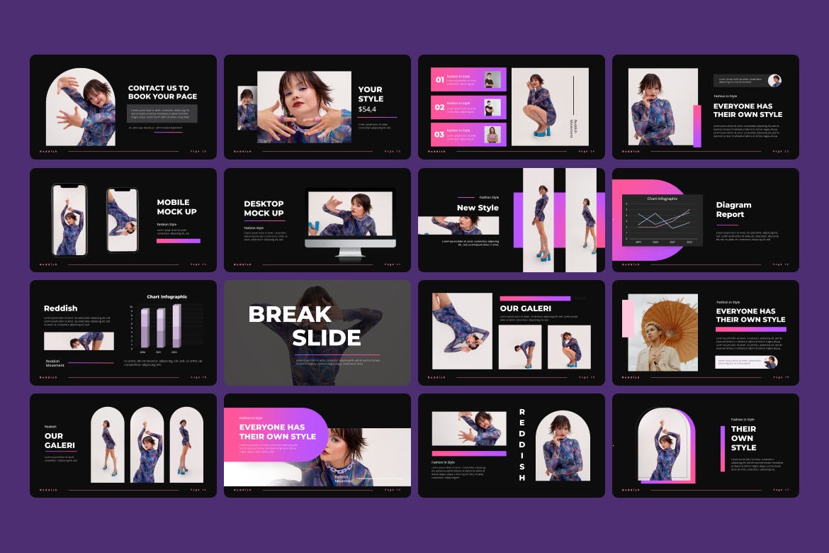 时尚宽屏产品&服务PPT模版 (PPTX)