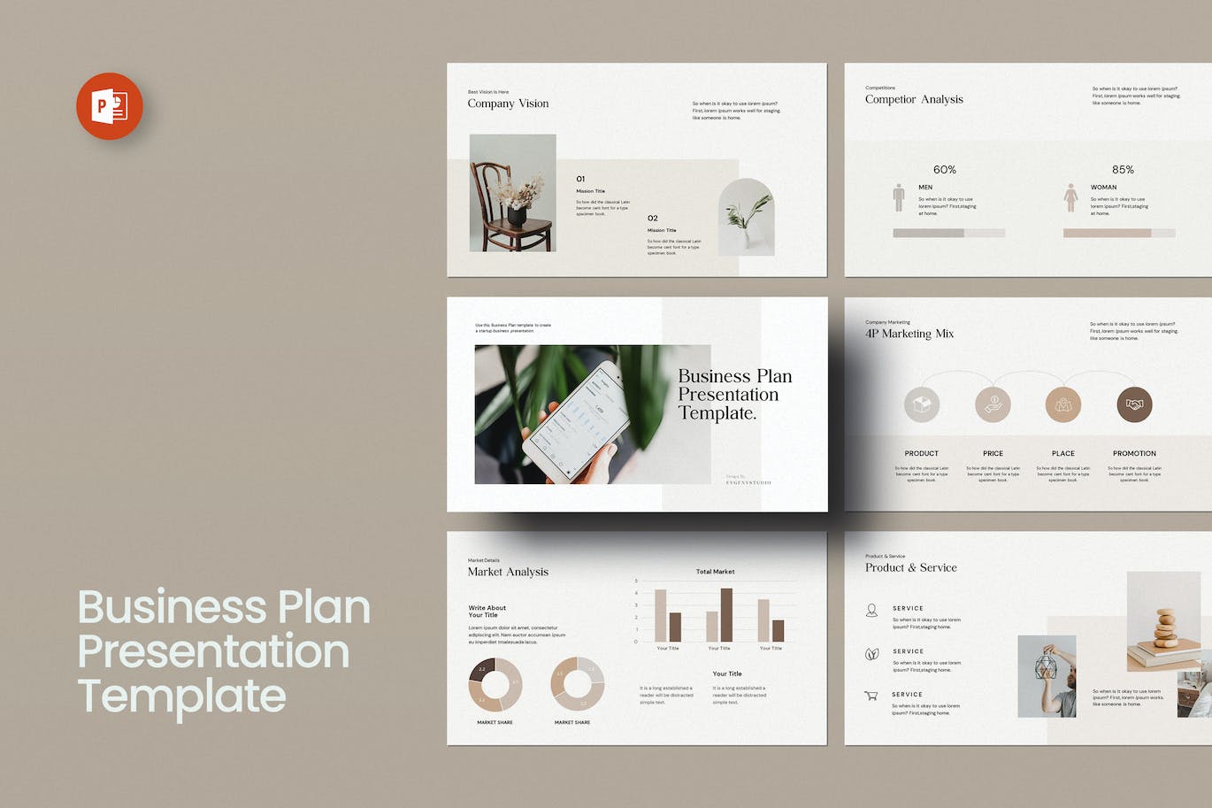 金色简约优雅商业计划书PPT模板（pptx）