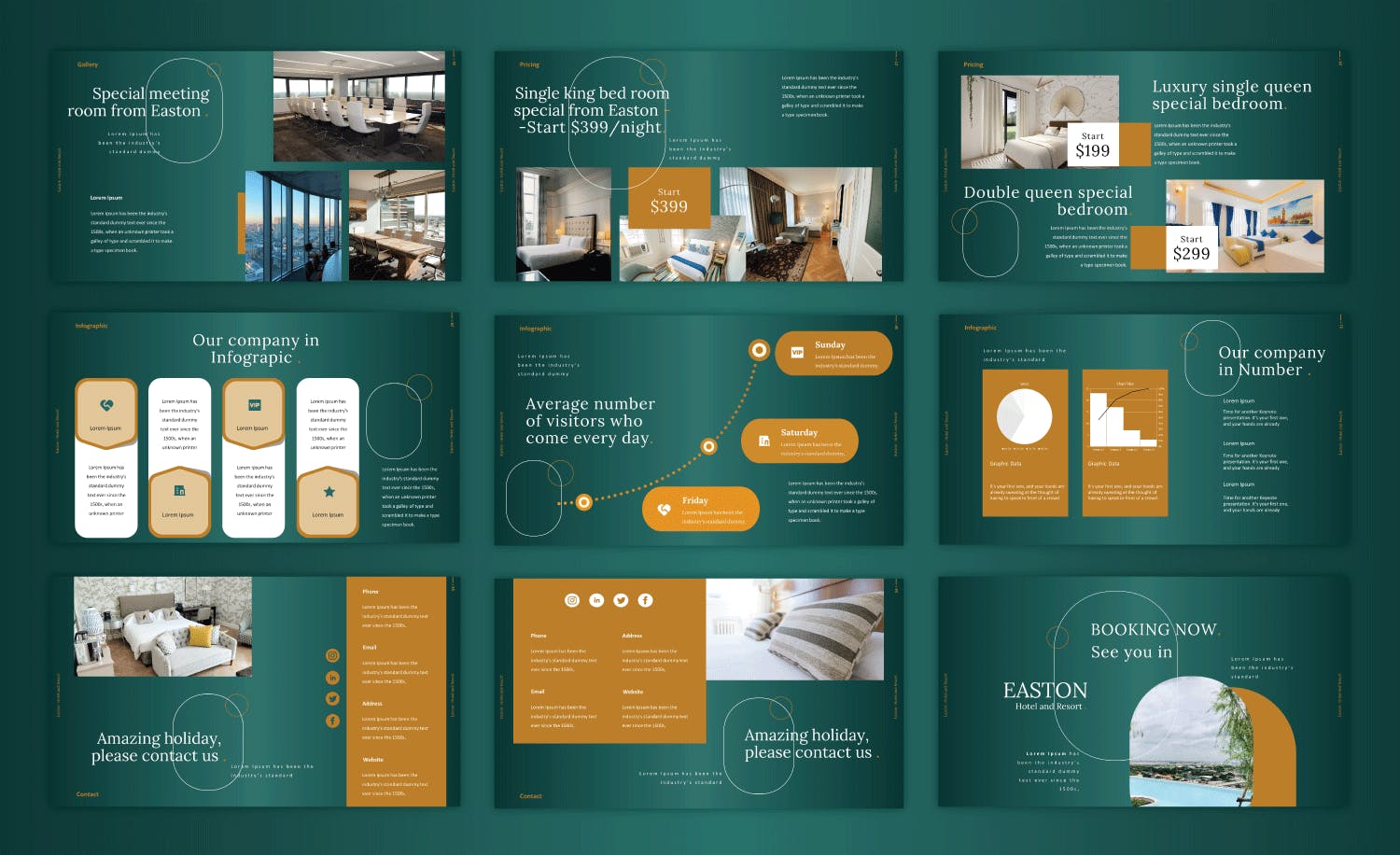 酒店和度假村演示ppt模板(PPTX)