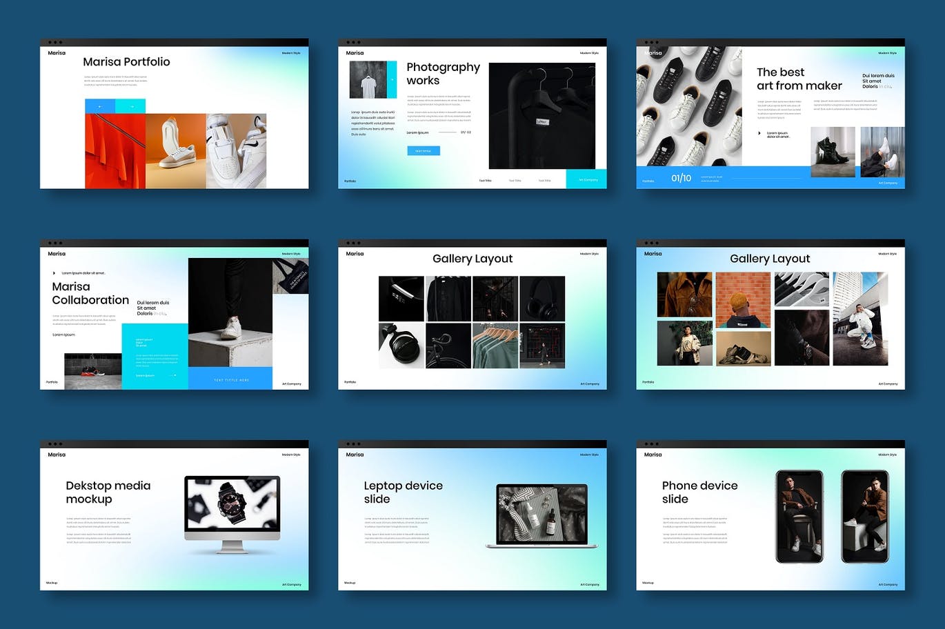 时尚高端清新薄荷配色商业商务PPT演示模板（pptx）