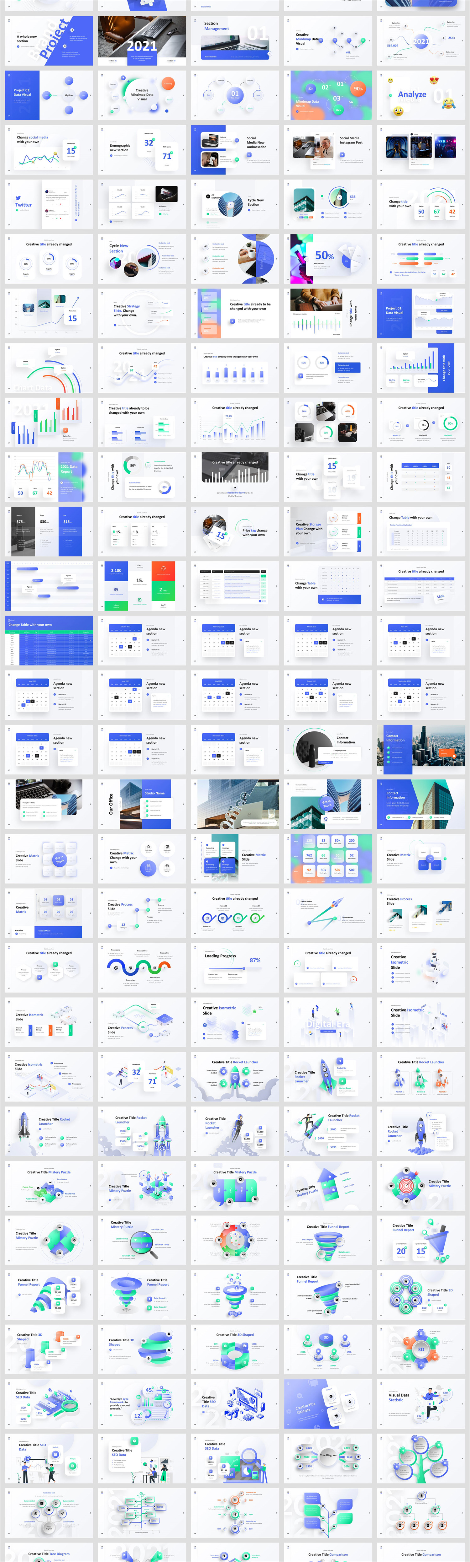 400+页蓝色高级动态PPT版式大全！超级精美！