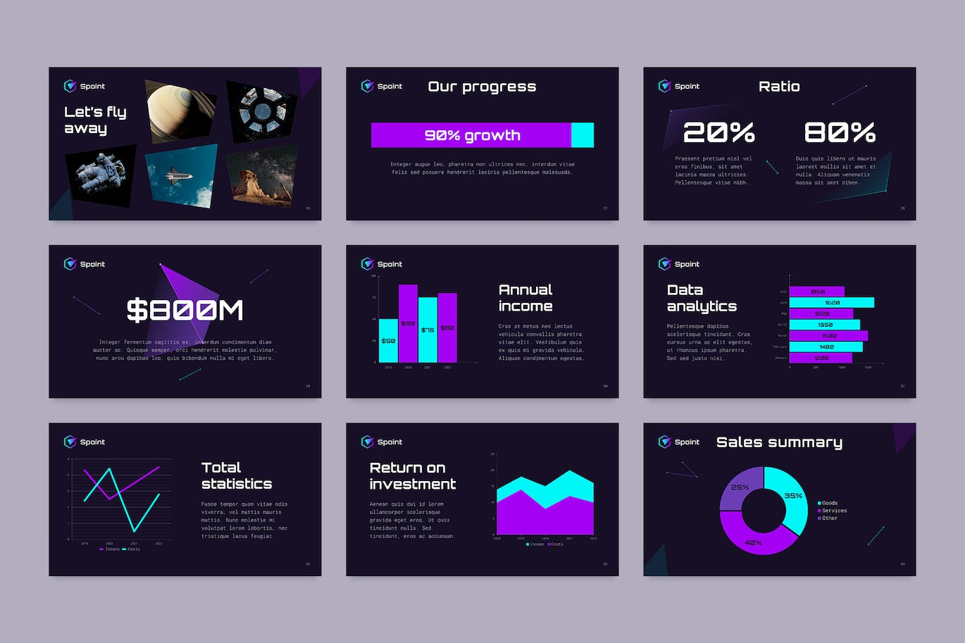 紫色精致宇宙空间PPT模板 (PPTX)