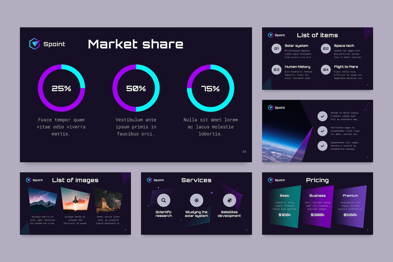 紫色精致宇宙空间PPT模板 (PPTX)