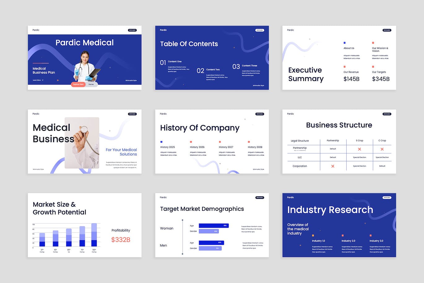 蓝玫瑰医疗商业计划演示PPT模版 (PPT,PPTX)