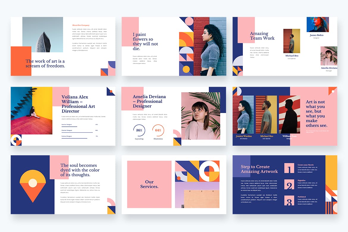 彩色几何PPT模板(PPTX)