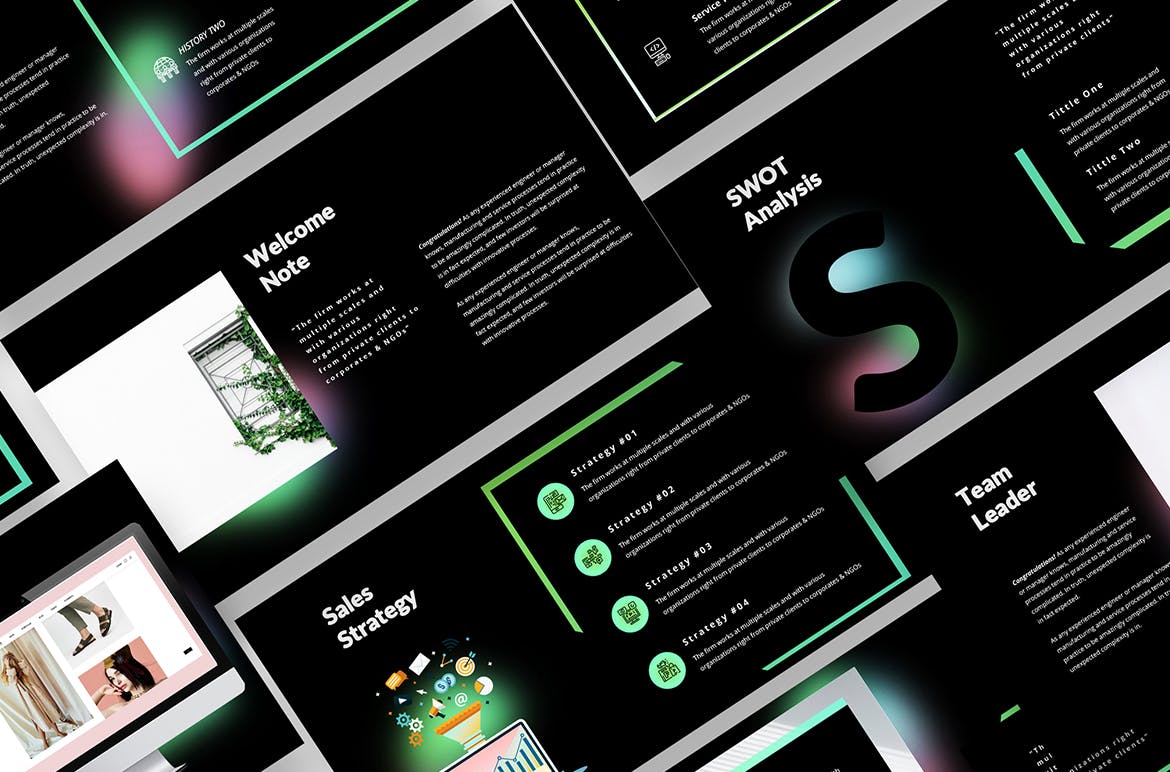 黑色创意网页设计机构PPT模板（PPTX）