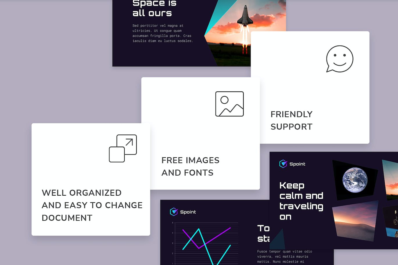 紫色精致宇宙空间PPT模板 (PPTX)