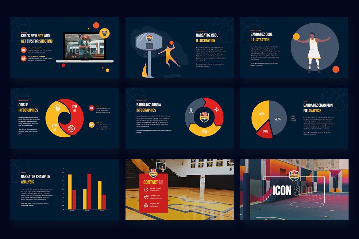 篮球运动PPT模板（PPTX,PDF）