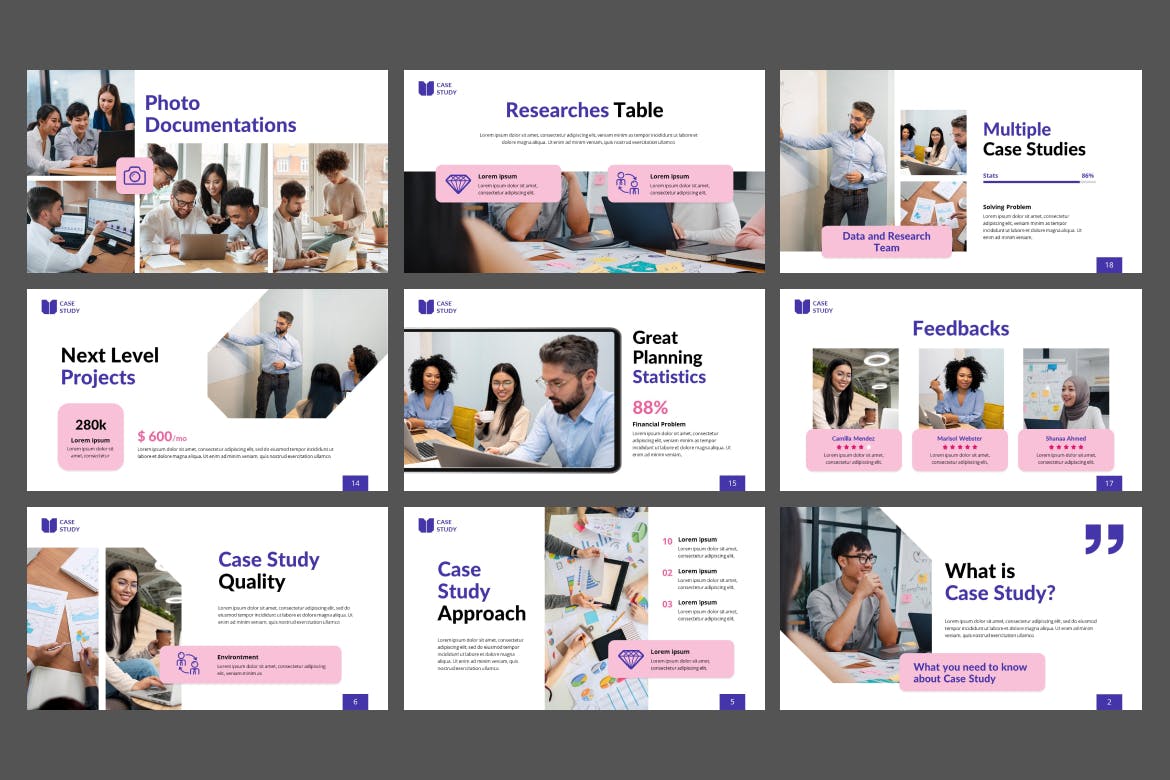 案例研究PPT模版 (PPTX)
