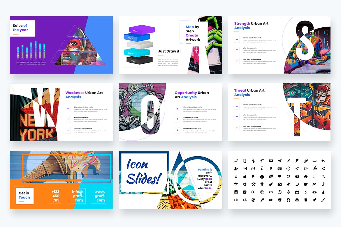 涂鸦-城市艺术和涂鸦PPT模板（PPTX,PDF）