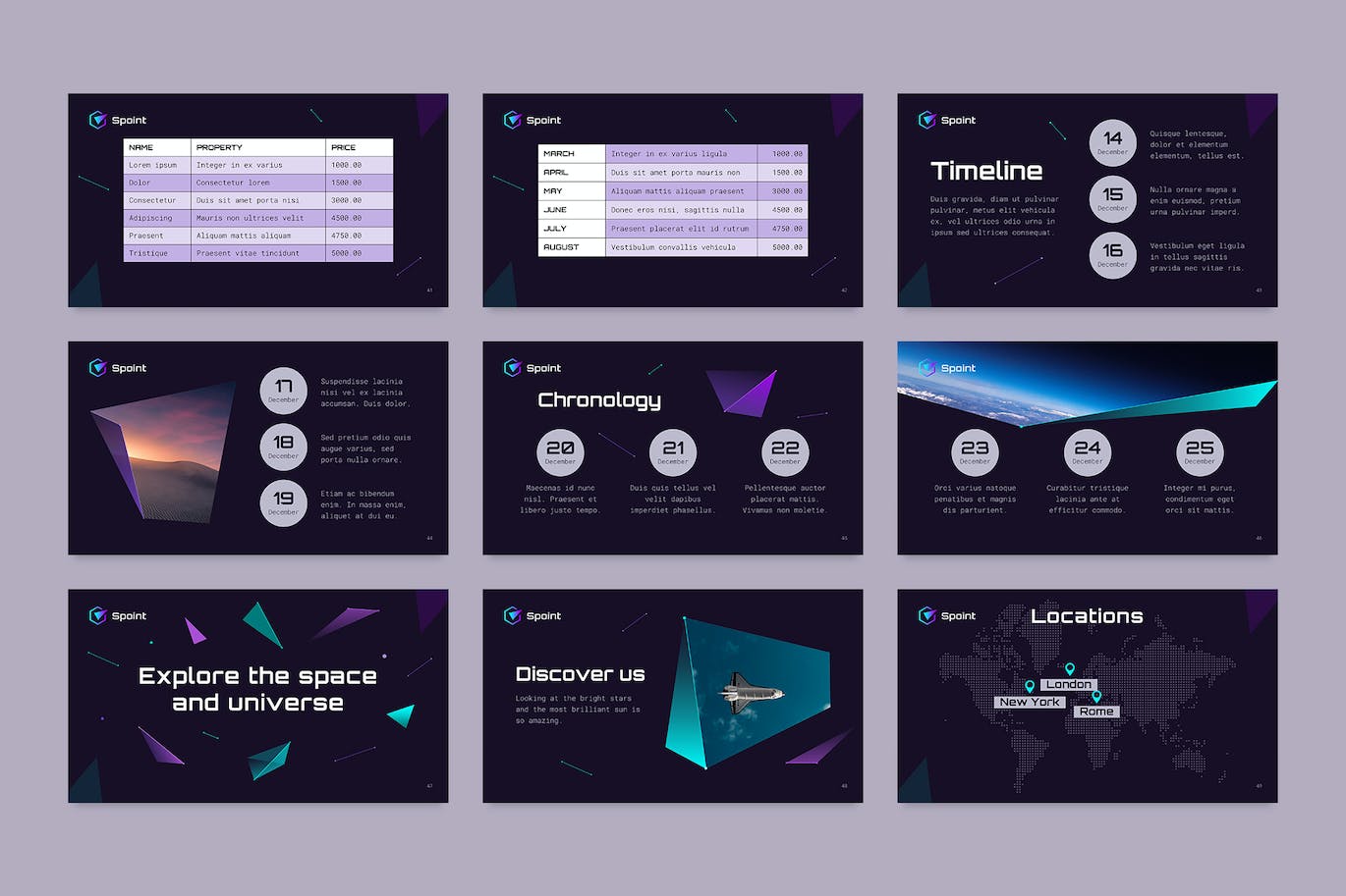 紫色精致宇宙空间PPT模板 (PPTX)