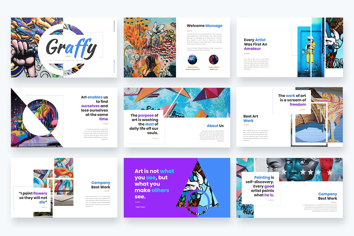 涂鸦-城市艺术和涂鸦PPT模板（PPTX,PDF）