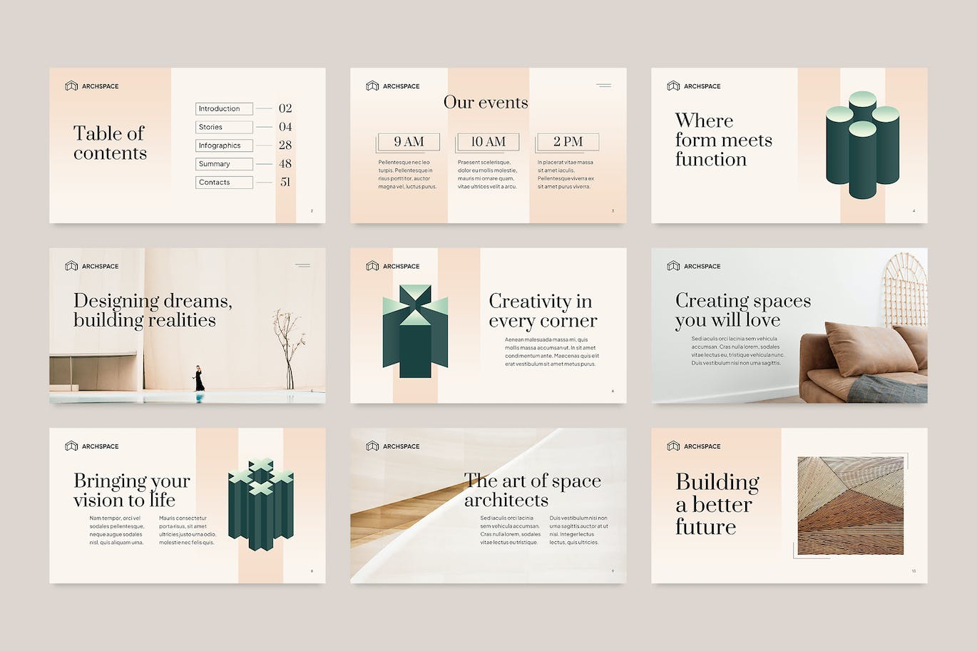 建筑和室内设计PPT模板 (PPTX)