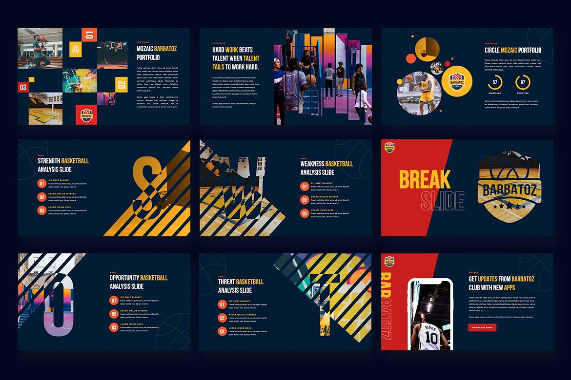 篮球运动PPT模板（PPTX,PDF）