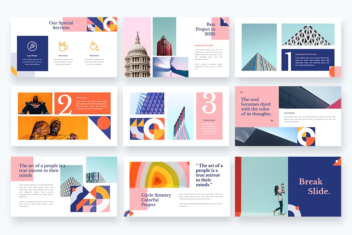 彩色几何PPT模板(PPTX)