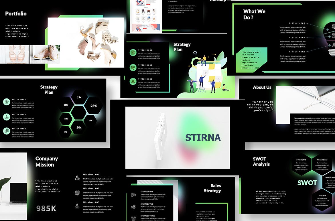 黑色创意网页设计机构PPT模板（PPTX）