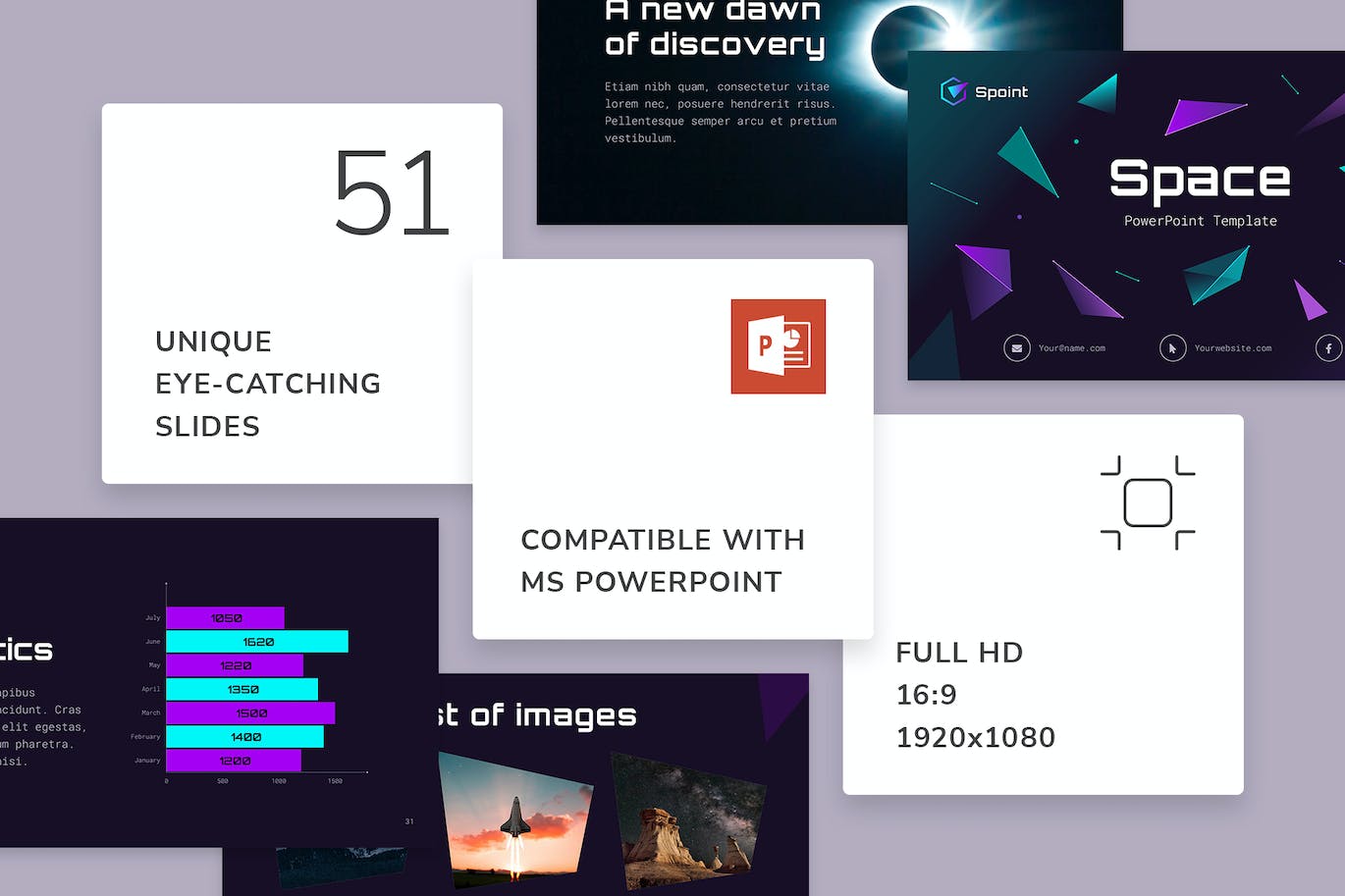 紫色精致宇宙空间PPT模板 (PPTX)