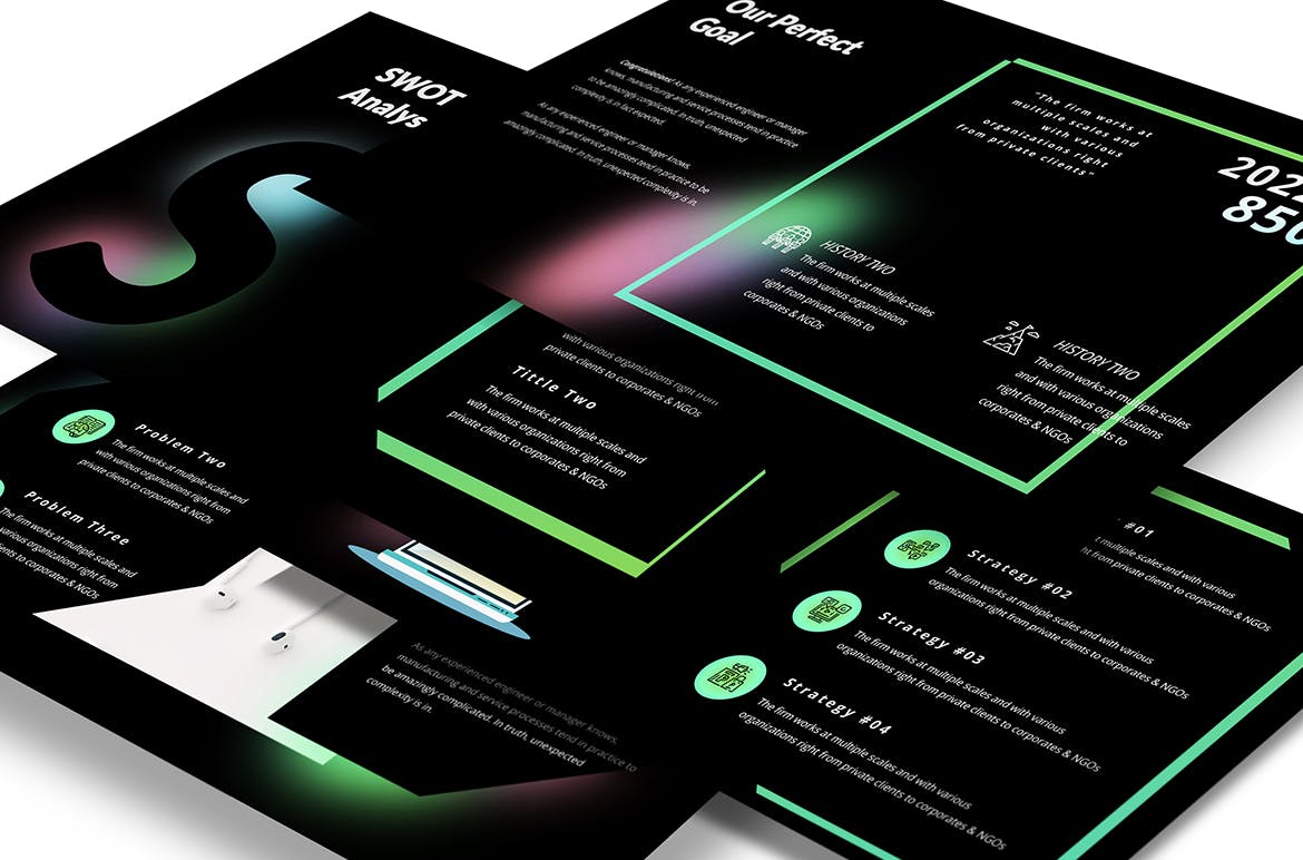 黑色创意网页设计机构PPT模板（PPTX）