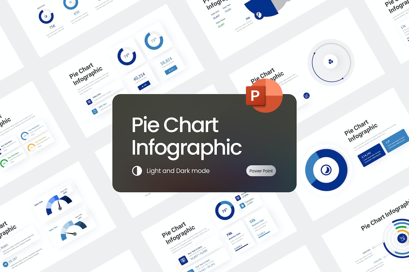 饼图数据财务PPT模板 (PPTX)
