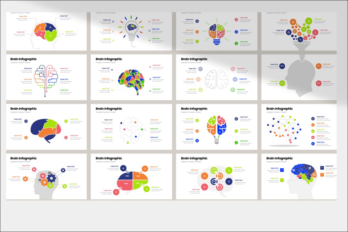 大脑信息图表 PPT模版 (PPTX)