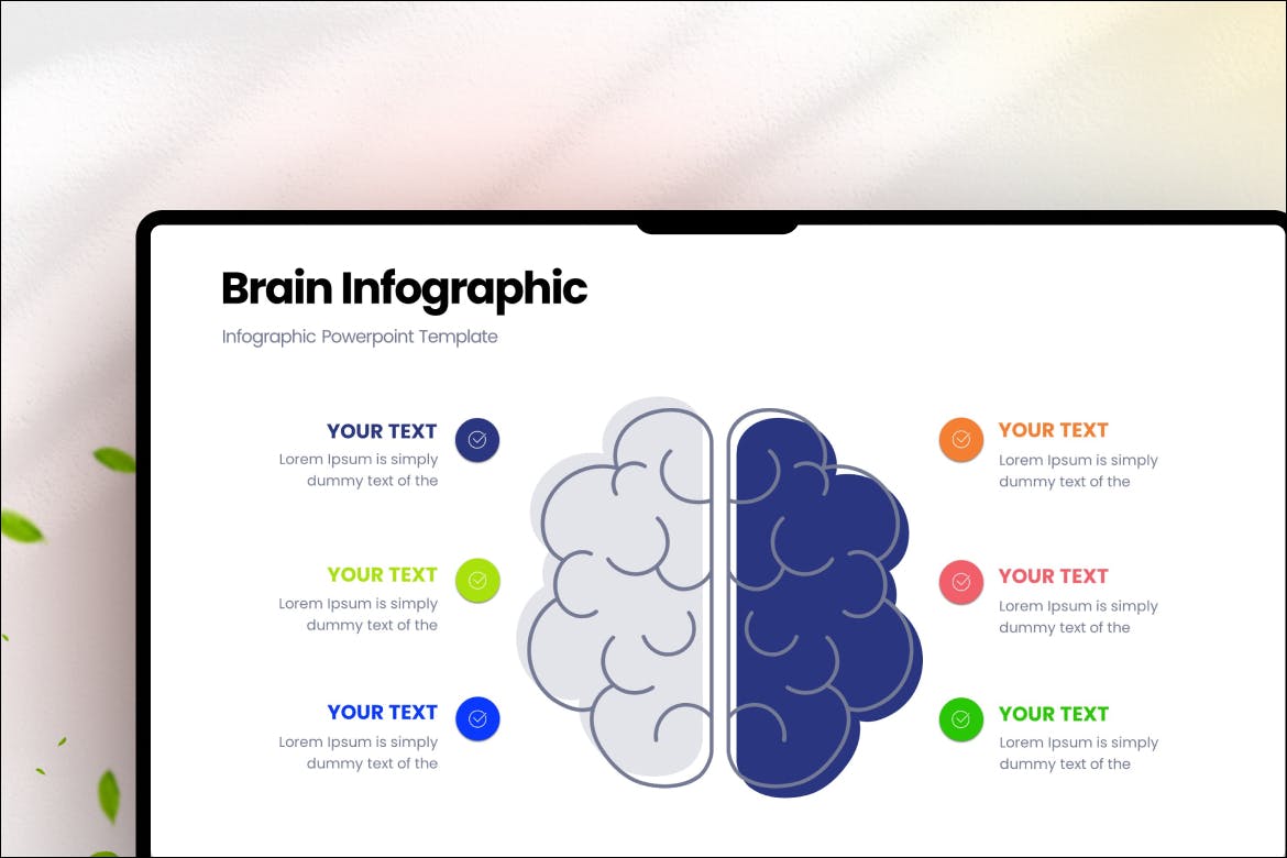 大脑信息图表 PPT模版 (PPTX)