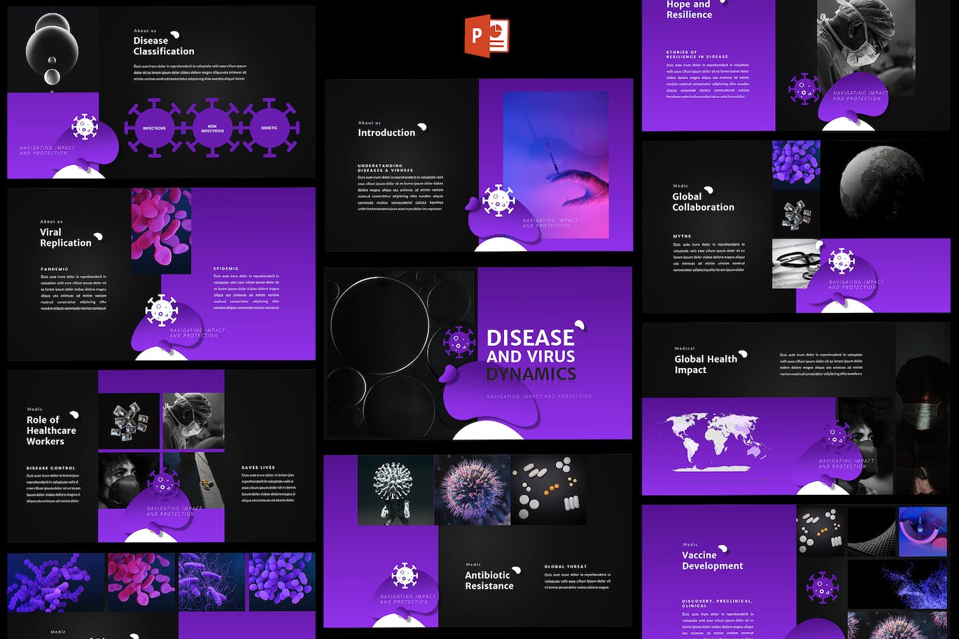 疾病和病毒变化PPT模版 (PPT)