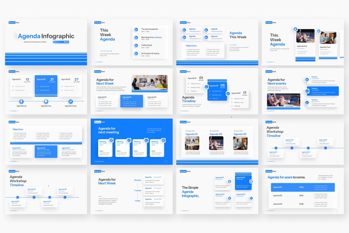 议程信息图表主题演讲PPT模版 (PPTX)